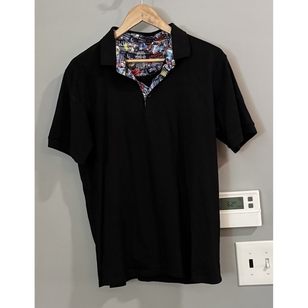 LRG Shirt Polo Graffiti Print Collar 4 Way Stretch Casual Pullover Medium
